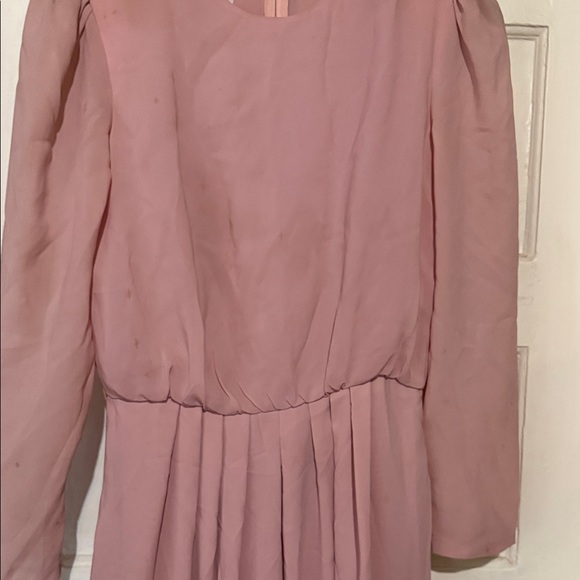 1970 vintage Elegant Pink Long Sleeve Dress - Picture 2 of 4